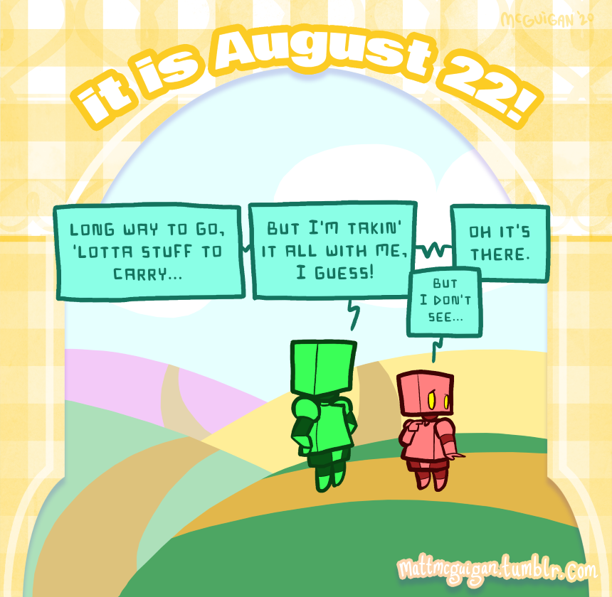 long way to go, 'lotta baggage to carry... but I'm takin' it all with me, I guess! but I don't SEE any bag-... ...oh