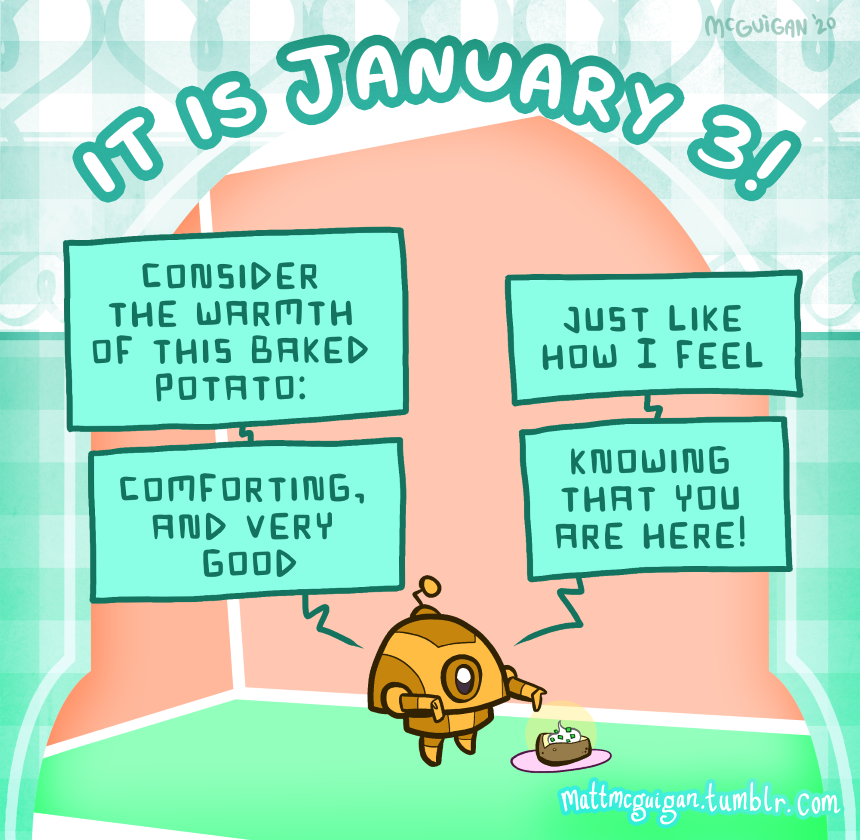 comforting, and very  good consider the warmth of this baked potato: just like how I feel knowing that you are here!
