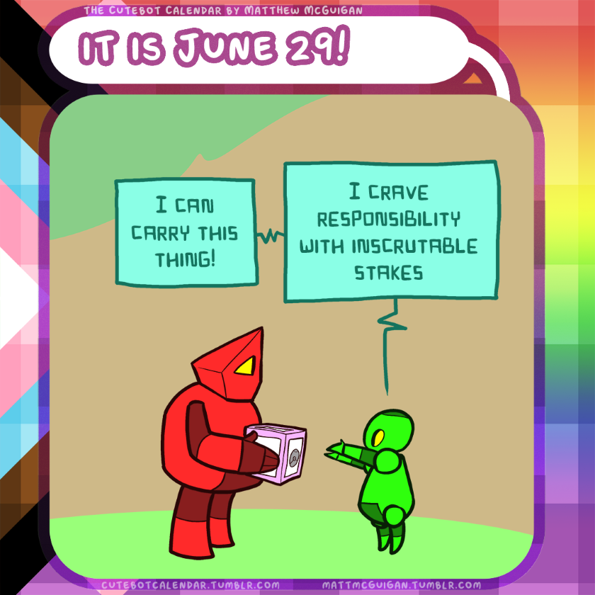 I can carry this thing! I crave responsibility with inscrutable stakes