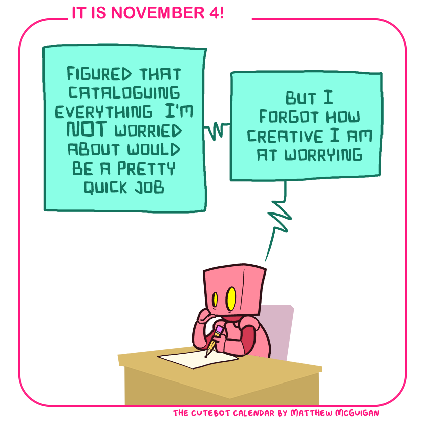 figured that cataloguing everything  I'm NOT worried about would be a pretty quick job but I forgot how creative I am at worrying