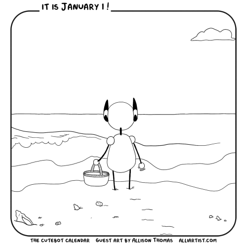 the cutebot calendar    guest art by Allison Thomas    alliartist.com