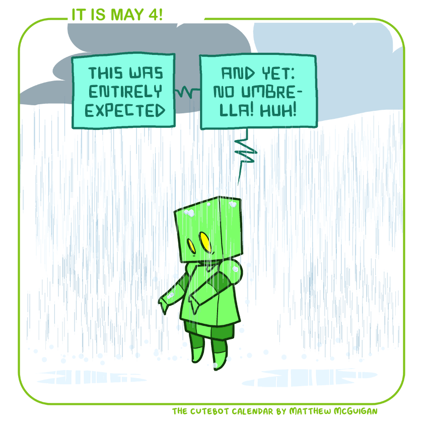 this was entirely expected and yet: no umbrella! huh!