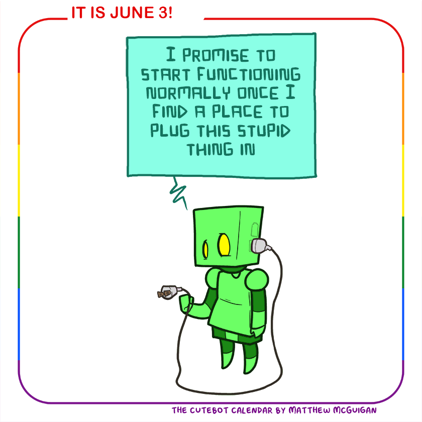 I promise to start functioning normally once I find a place to plug this stupid thing in