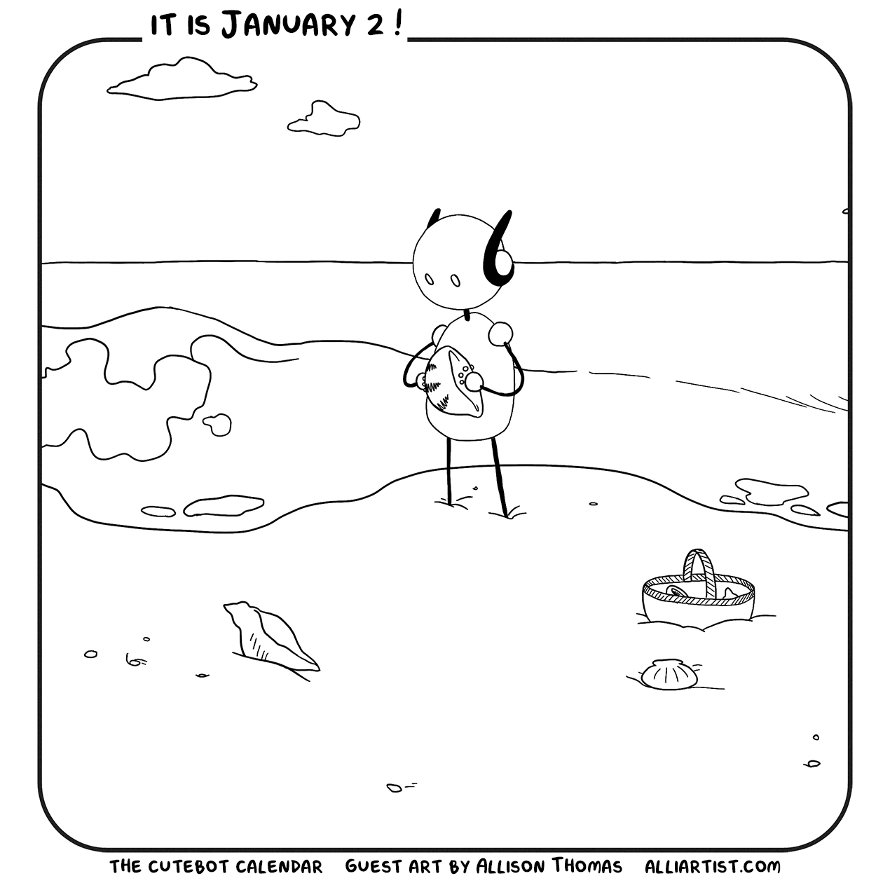 the cutebot calendar    guest art by Allison Thomas    alliartist.com