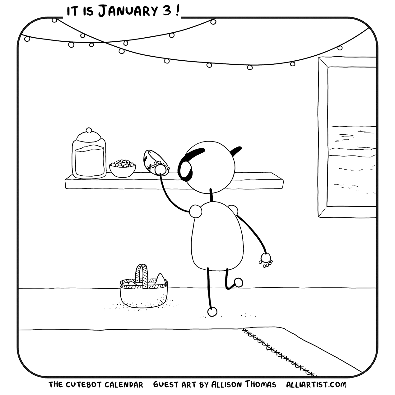 the cutebot calendar    guest art by Allison Thomas    alliartist.com