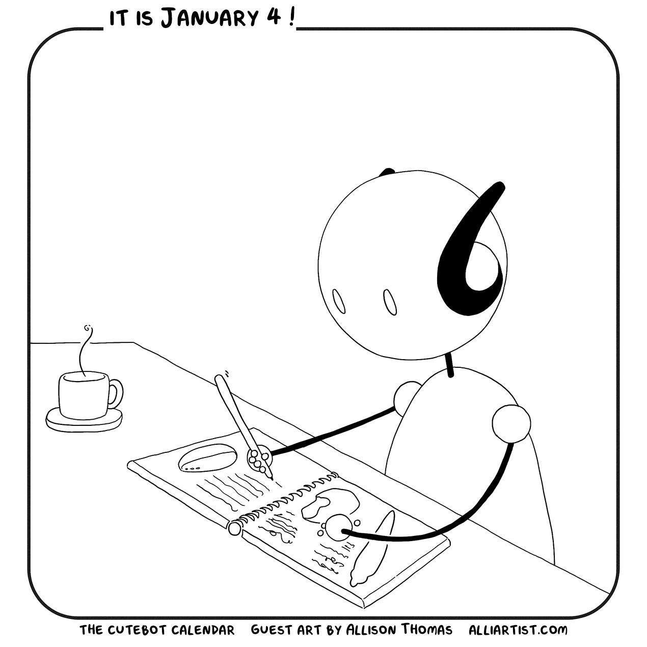 the cutebot calendar    guest art by Allison Thomas    alliartist.com